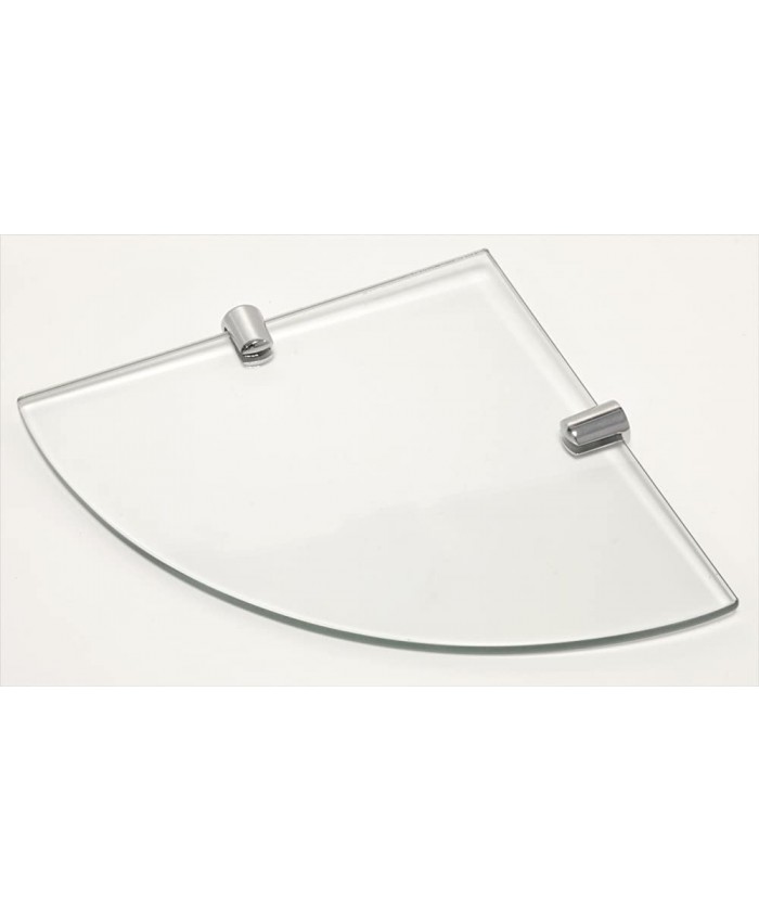 BSM Marketing Étagères d'angle en verre trempé pour salle de bain chambre à coucher bureau avec finition chromée 180 mm et 6 mm d'épaisseur - B01LYD3GV8