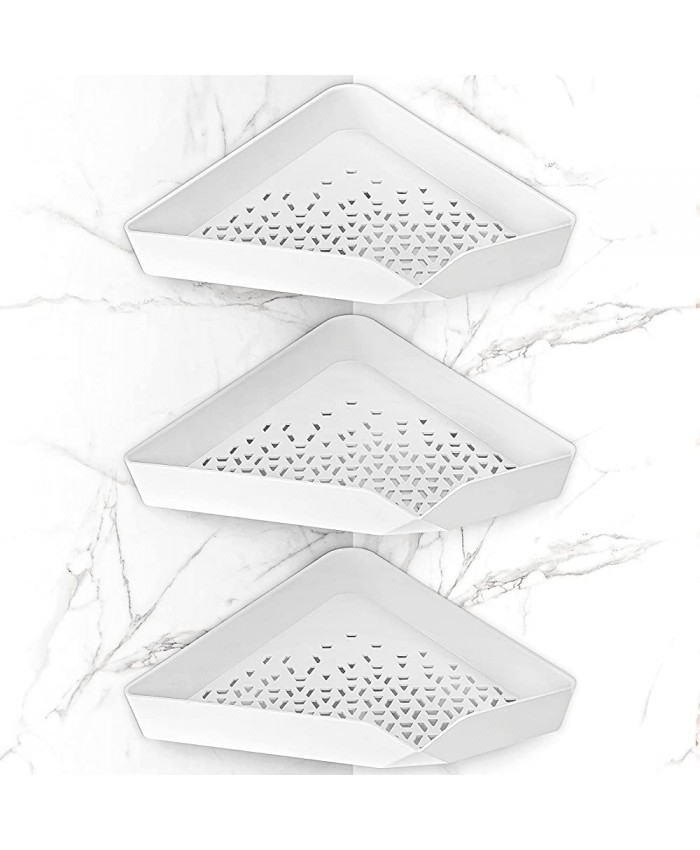 Yorbay Lot de 3 étagères de douche triangulaires sans perçage en plastique ABS Blanc - B0967KRZBB